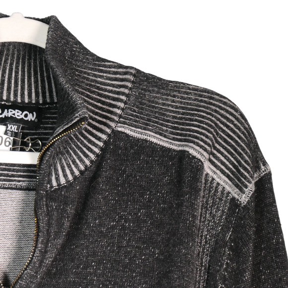 Carbon Knit Sweater Mens XXL Heathered Gray Ribbed Mock Neck 1/4 Zip Slim Fit - Picture 3 of 8